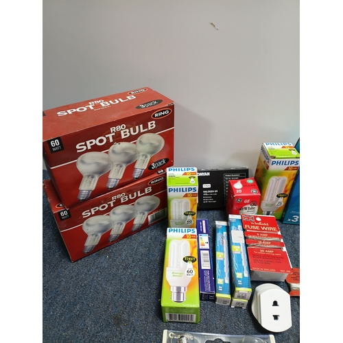 19 - A job lot of mostly lights bulbs and batteries.