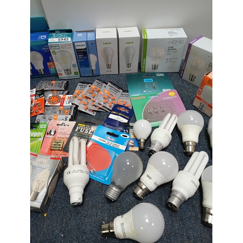 19 - A job lot of mostly lights bulbs and batteries.