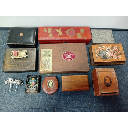 28 - A collection of 8 vintage boxes. Featuring, a W.D. & H.O. Wills Embassy cigar box, card boxes with 2... 