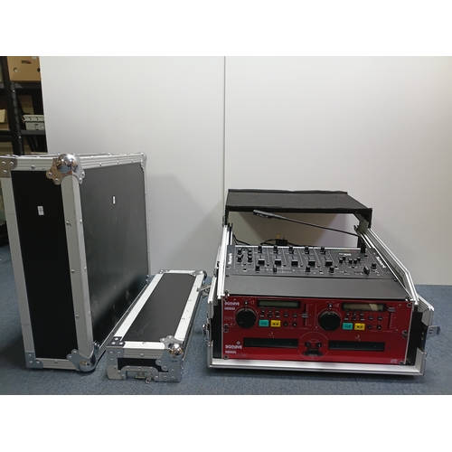 242 - A Numark DJ rack system with 2 CD decks all pat tested and working in flight case, height 17 inches ... 