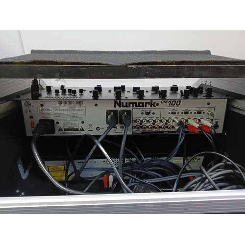 242 - A Numark DJ rack system with 2 CD decks all pat tested and working in flight case, height 17 inches ... 