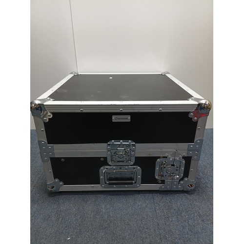 242 - A Numark DJ rack system with 2 CD decks all pat tested and working in flight case, height 17 inches ... 