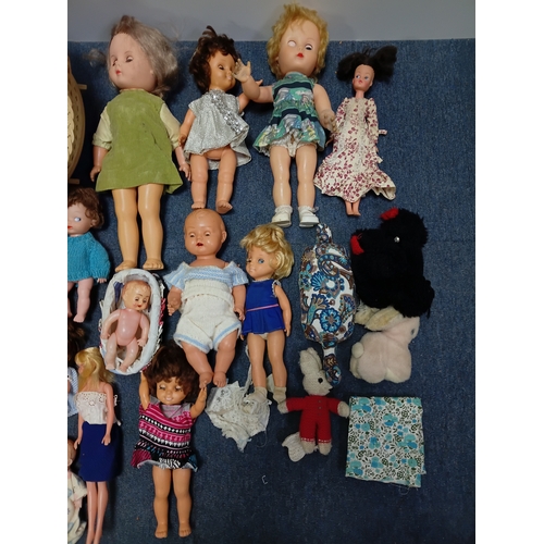 153 - A job lot of dolls and barbies with accessories such as clothes, shoes, hairclips and more.