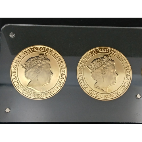 391 - A set of 5 Gibraltar 2021 one crown silver ounce coins in original magnetic case.