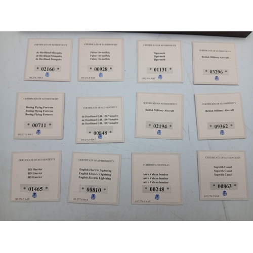 396 - A 2016 gold plated proof british military aircraft coin set with certificates of authenticity.