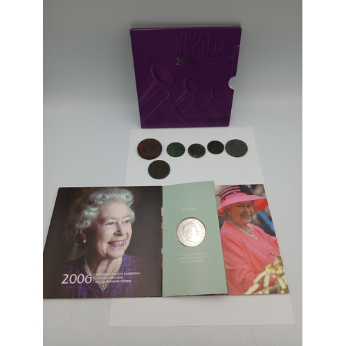 397 - A collection of antique coins and a 2006 eightieth birthday crown. Coins inlcude, 1797 cartwheel pen... 