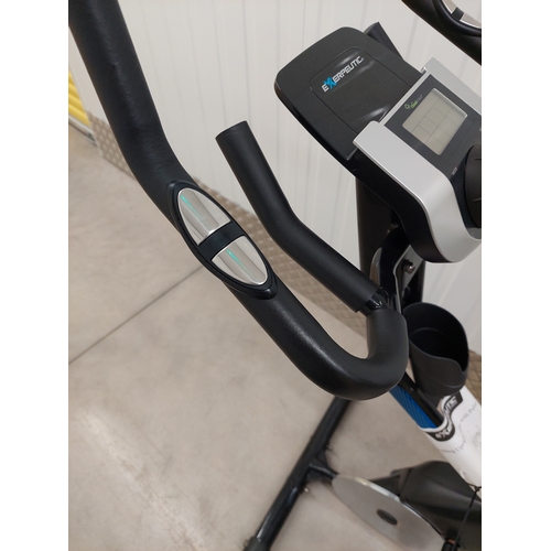 55 - An exerpeutic folding upright exercise bike with pulse. Appears to have had very light usage.