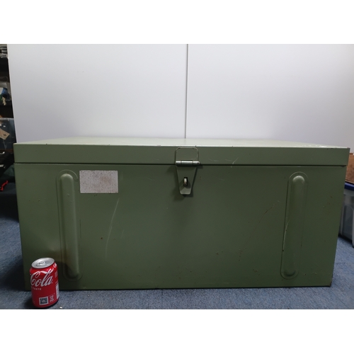 59 - A British Army surplus or van safe BOTT steel portable tool box transport storage chest. Height 16.5... 