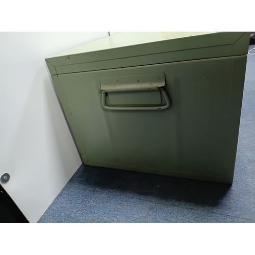 59 - A British Army surplus or van safe BOTT steel portable tool box transport storage chest. Height 16.5... 