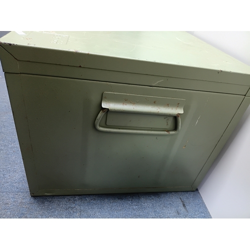 59 - A British Army surplus or van safe BOTT steel portable tool box transport storage chest. Height 16.5... 