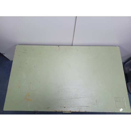 59 - A British Army surplus or van safe BOTT steel portable tool box transport storage chest. Height 16.5... 