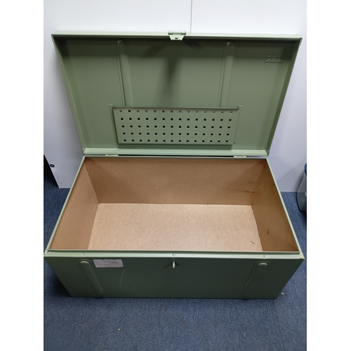 59 - A British Army surplus or van safe BOTT steel portable tool box transport storage chest. Height 16.5... 