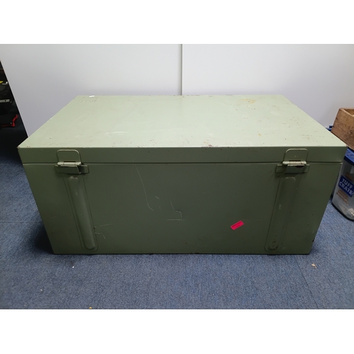 59 - A British Army surplus or van safe BOTT steel portable tool box transport storage chest. Height 16.5... 