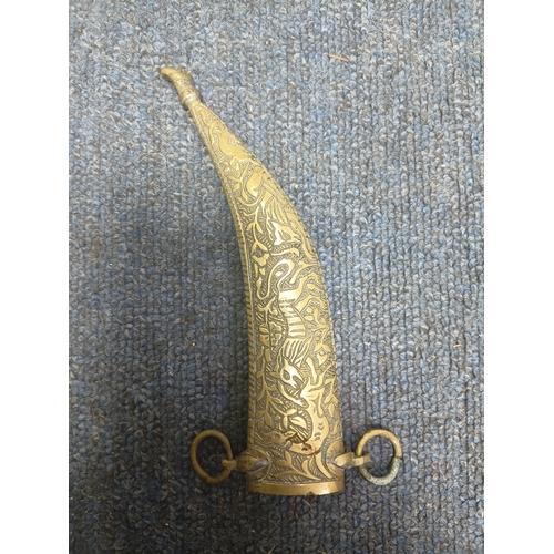 200 - A pair of middle Eastern brass and bone daggers with brass sheaths. Length 9.5 inches.