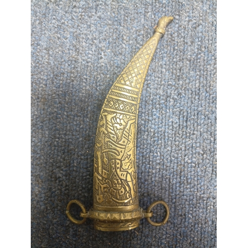 200 - A pair of middle Eastern brass and bone daggers with brass sheaths. Length 9.5 inches.