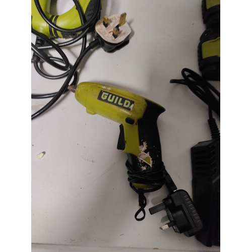 66 - A Guild 18V cordless power tool combo set, which includes six tools, batteries, and a charger. all w... 