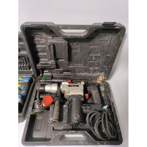 72 - A battery operated SDS drill, a cabled SDS drill and a box full of screws both PAT tested and workin... 