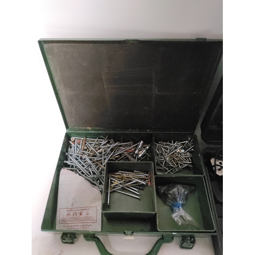 72 - A battery operated SDS drill, a cabled SDS drill and a box full of screws both PAT tested and workin... 