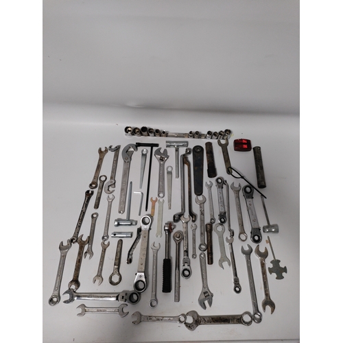 78 - A large collection of spanners , sockets and wrenches.