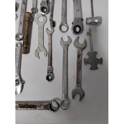 78 - A large collection of spanners , sockets and wrenches.