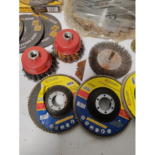 80 - A large collection of cutting discs, aluminum oxide flap discs, rotary wire brushes and more .
