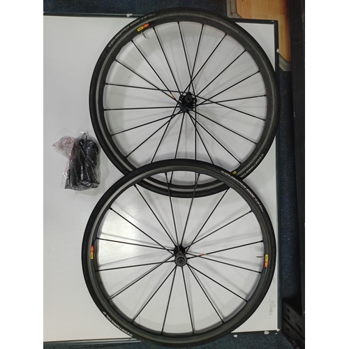 83 - A set of Mavic R-SYS. SLR road wheels, Featuring TRACOMP carbon spokes.