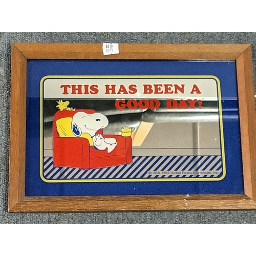 101 - A pair of advertising mirrors to include a Rolls Royce and a snoopy branded mirror.  largest measure... 