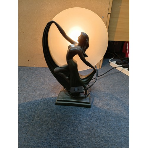 268 - A vintage Widdop Bingham Art Deco Style cold cast bronze Table Lamp. Height 13.5 inches tall. Tested... 