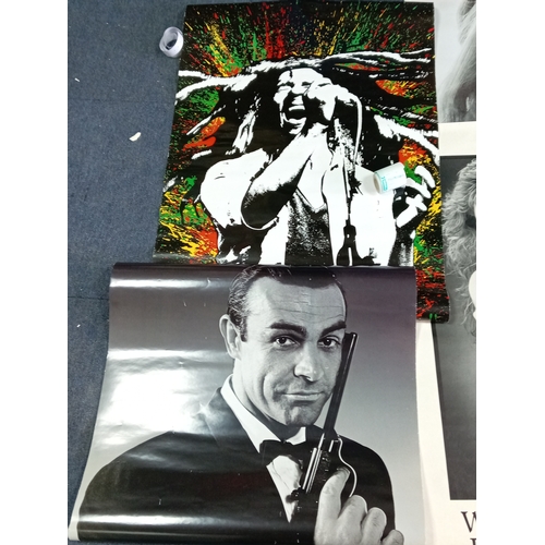217 - A job lot of posters, to include; 3x genuine PORSCHE 911 posters (100cm x 75cm), an aboriginal style... 