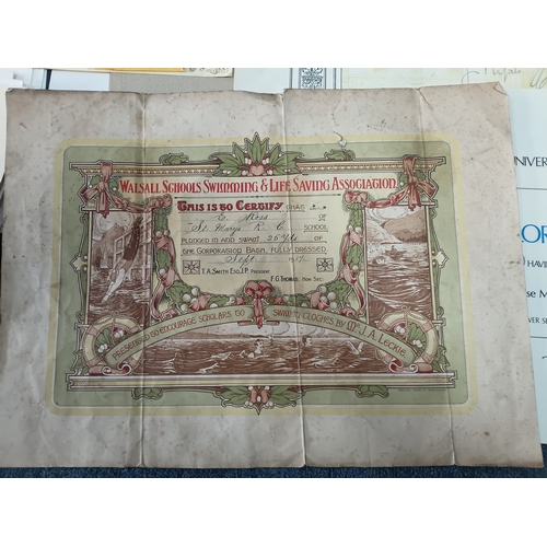 218 - A collection of ephemera ideal for junk journaling of certificates and degrees from Mary Therese Ros... 