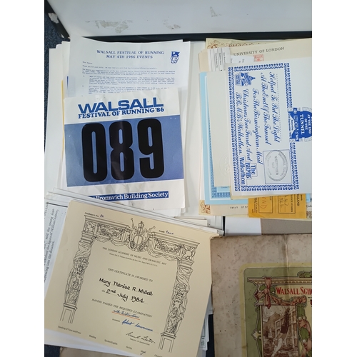 218 - A collection of ephemera ideal for junk journaling of certificates and degrees from Mary Therese Ros... 