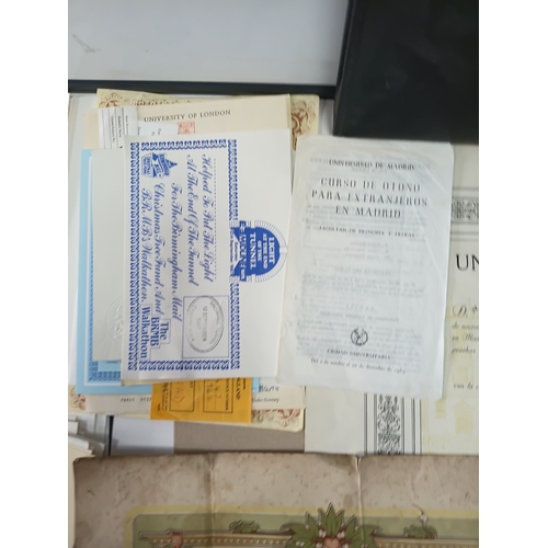 218 - A collection of ephemera ideal for junk journaling of certificates and degrees from Mary Therese Ros... 