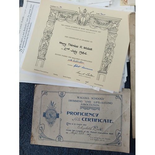 218 - A collection of ephemera ideal for junk journaling of certificates and degrees from Mary Therese Ros... 