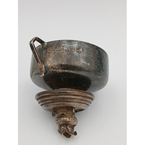 221 - A trio of silver items. To include, a damaged trophey Engraved M&B A.B.C 1952 Club Trophey-memento J... 