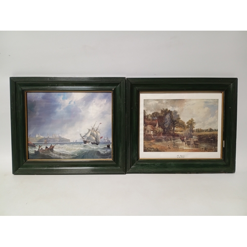 110 - A pair of prints in wooden frames, one titled 