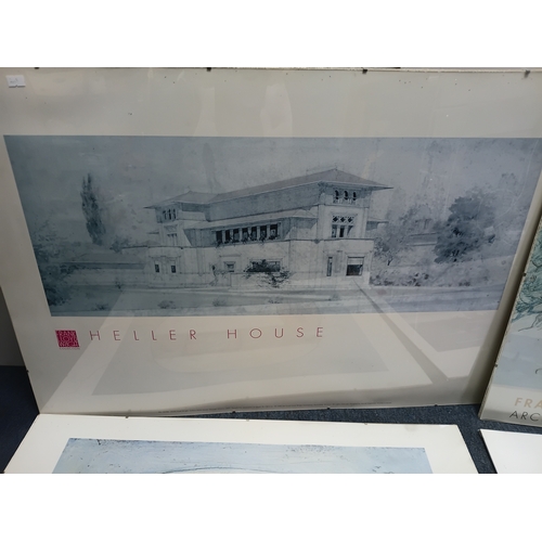 111 - A collection of prints to include, Frank Lloyd Wright Collection Heller House, A Home in a Prairie T... 
