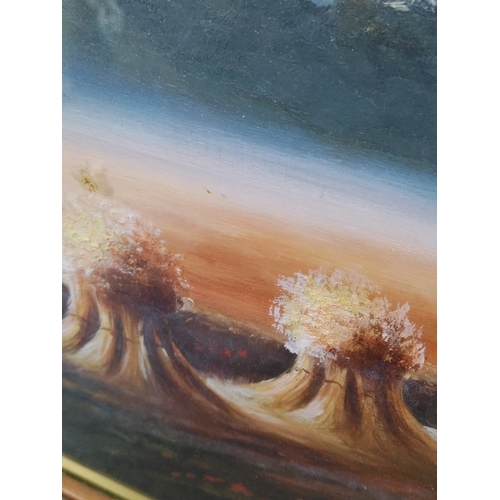 114 - A framed vintage oil painting under glass by artist 