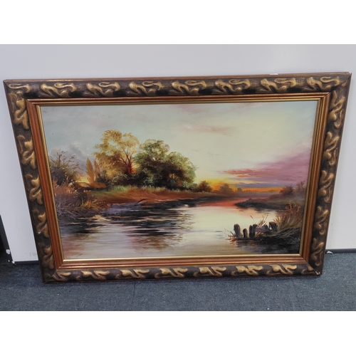 115 - A framed vintage oil painting by artist 