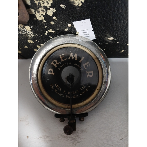 195 - A vintage Decca Crescendo portable wind-up box gramophone. Winds up and spins but needle head needs ... 