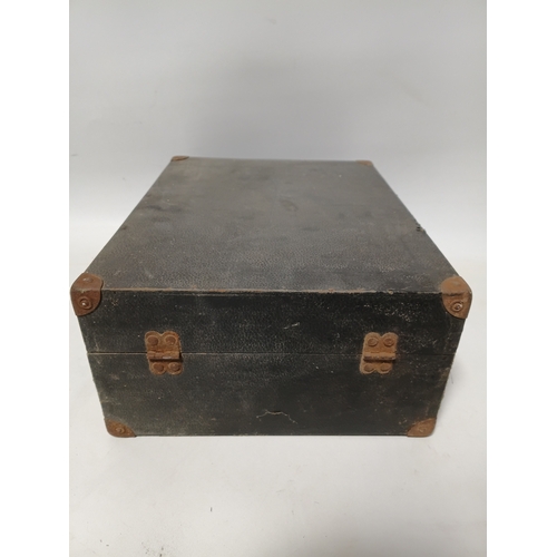 195 - A vintage Decca Crescendo portable wind-up box gramophone. Winds up and spins but needle head needs ... 