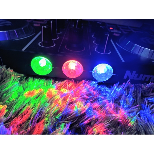 196 - a Numark Party Mix DJ controller with 3 disco light built in. Working.