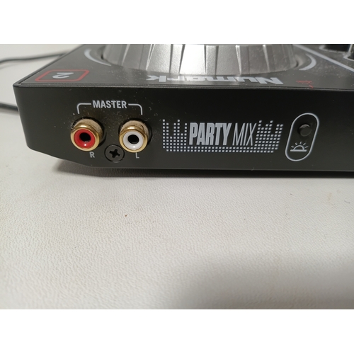 196 - a Numark Party Mix DJ controller with 3 disco light built in. Working.