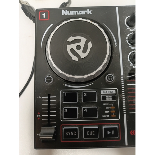 196 - a Numark Party Mix DJ controller with 3 disco light built in. Working.