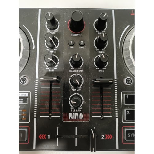 196 - a Numark Party Mix DJ controller with 3 disco light built in. Working.