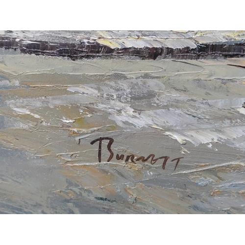 117 - A framed vintage oil painting by artist Caroline Burnett, depicting the streets of Paris - Measures ... 