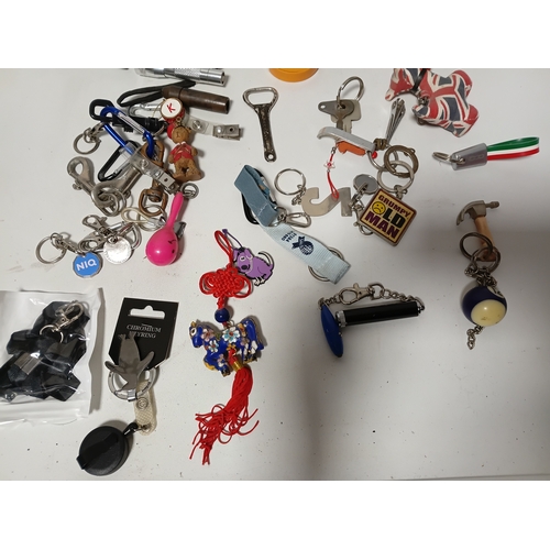231 - A job lot of keyrings and more.