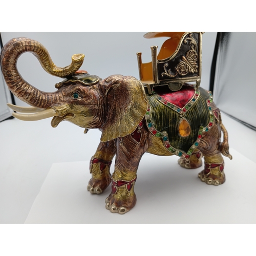 289 - A Ciel Collectables bejewelled elephant diecast trinket box, Height 7.5 inches x Length 9 inches  an... 