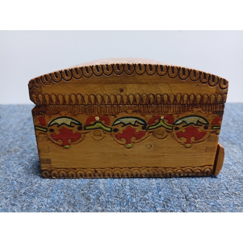 293 - A marquetry cigarette dispenser box and a Callard and Browser tin. The largest item measures height ... 