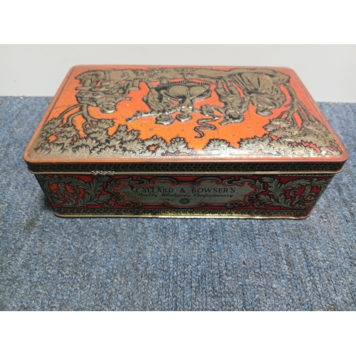 293 - A marquetry cigarette dispenser box and a Callard and Browser tin. The largest item measures height ... 
