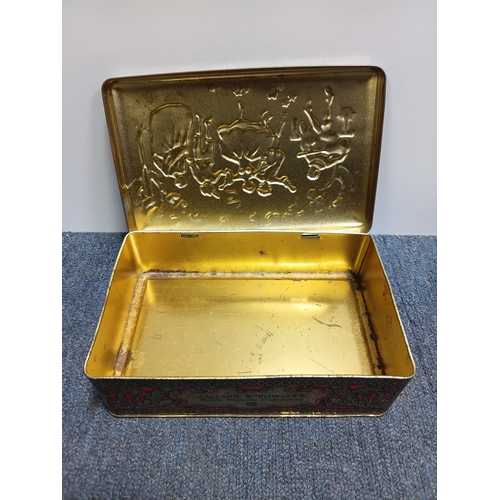 293 - A marquetry cigarette dispenser box and a Callard and Browser tin. The largest item measures height ... 
